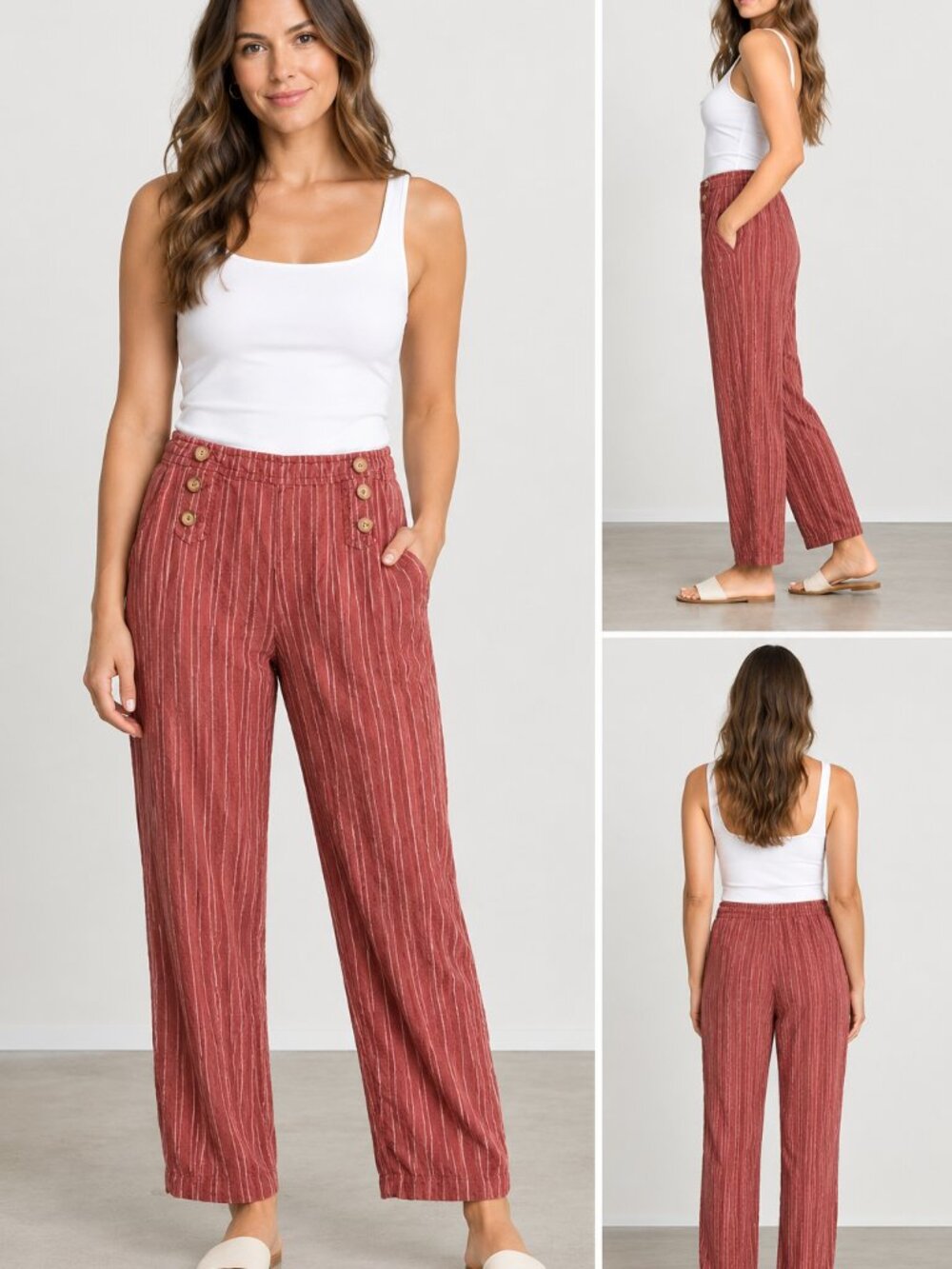 MAURICES Size XL Rust Loose Fit Striped Pants